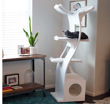 THE REFINED FELINE 69 Inch Tall Lotus Cat Tower